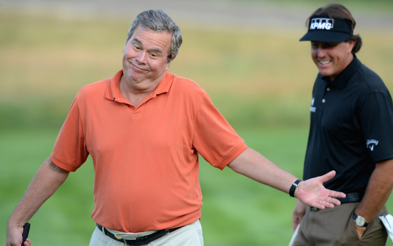 Jeb Bush plays ball at the Barclays Pro-Am golf tournament on Aug. 22, 2012.